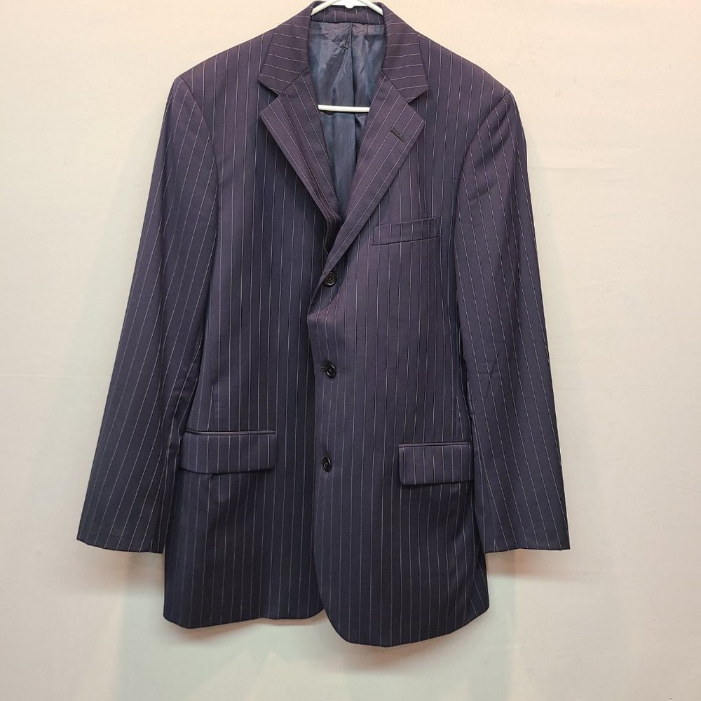 Brooks Brothers Suit Jacket Blazer Sport Coat Mens 42 Blue Pinstripe